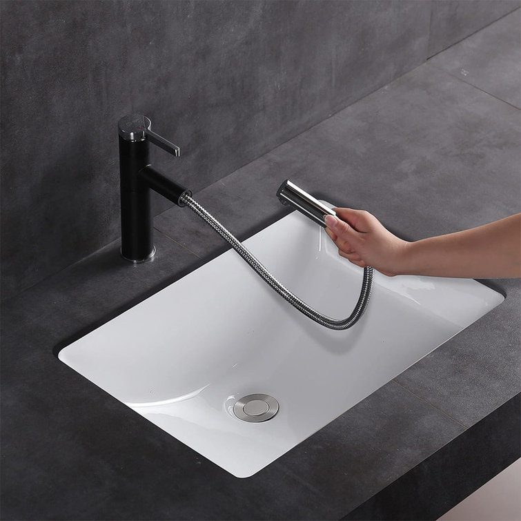 Minoky 20.9Inch Porcelain Undermount Bathroom Sink, Rectangle Lavatory